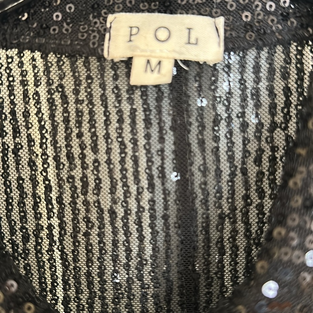 Sheer Black Mesh Sequin Button-Down Top Glam & Edgy Elegance View 4